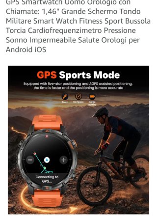 Smartwatch GPS Uomo Nero Arancione