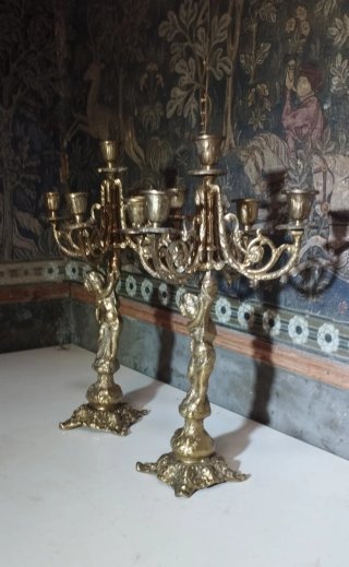 Candelabri (2) in bronzo