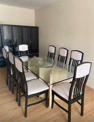 Juego 8 Sillas Comedor Negras Tapizadas