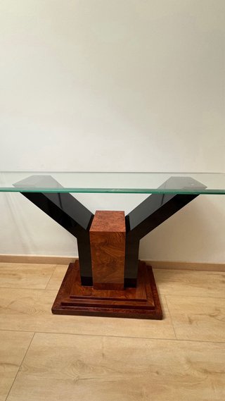 Consola recibidor madera y cristal