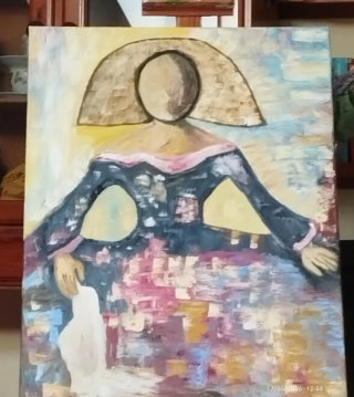 Cuadro al óleo Menina multicolor