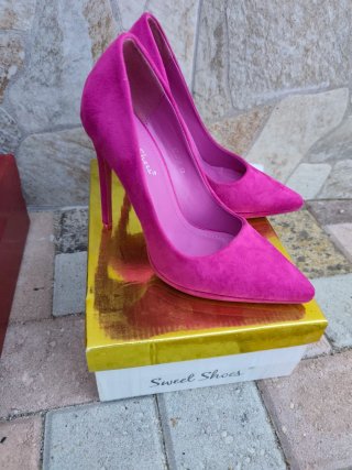 Tacchi donna n.37 neri e fucsia in blocco