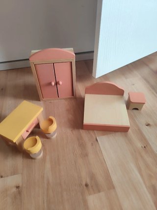 Lote Muebles Madera Casa Muñecas Figuras