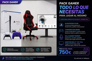 Pack Gamer PS5 Slim, 2 Mandos, Silla y Monitor