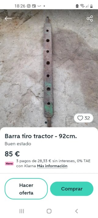 Barra tiro tractor 92cm