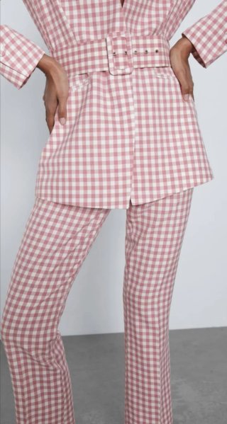 Traje de chaqueta y pantalón Vichy rosa
