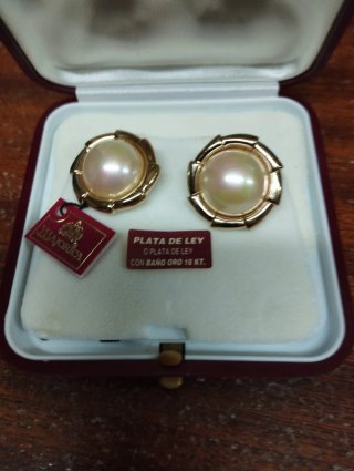 Pendientes Majorica Plata y Oro