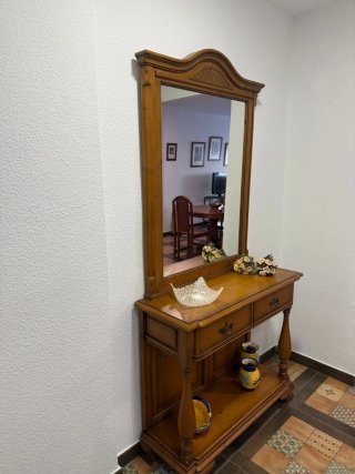 Mueble recibidor pino con espejo