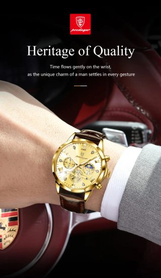 Reloj poedagar Hombre Dorado y Marrón