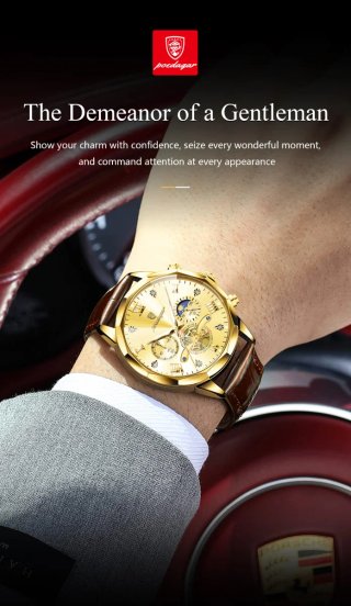 Reloj poedagar Hombre Dorado y Marrón