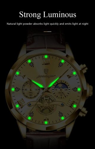 Reloj poedagar Hombre Dorado y Marrón