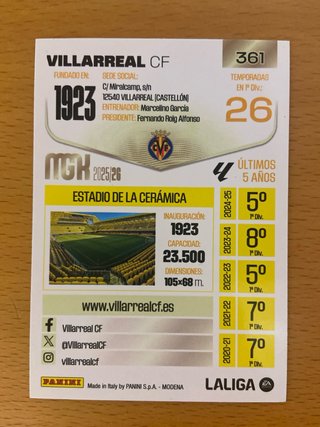 Pack cartas Villarreal Megacracks 25-26