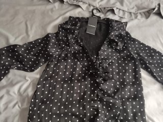 Vestido Sfera Negro Lunares Volantes Talla M