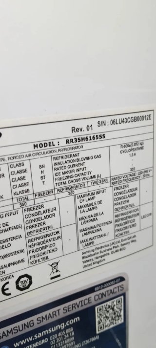 NEVERA SAMSUNG DE UNA PUERTA NO FROST ENERGÍA A++