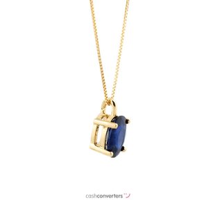collar oro 18k con piedra con zafiro 22cm