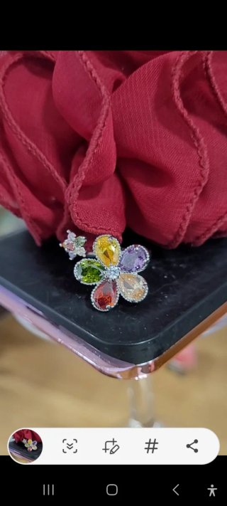 Magnífico anillo Coctel doble Flor Arcoiris