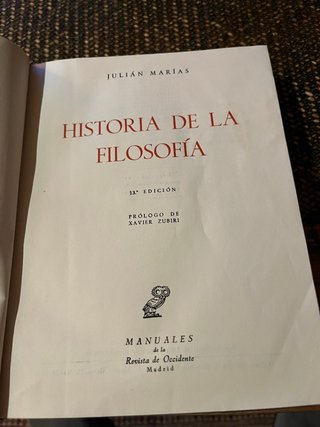 Historia filosofía Julian Marias 1960 tapa dura