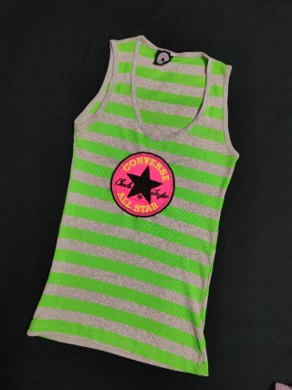 Top Converse Rayas Verde y Gris Talla S