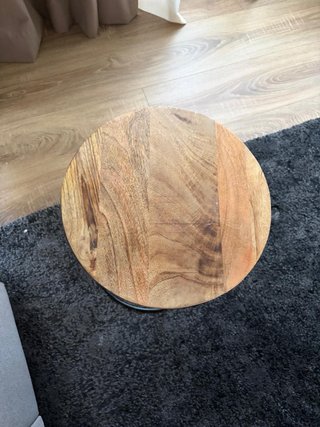 Mesa auxiliar redonda madera y metal