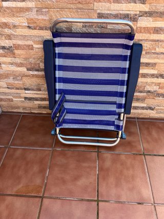 Silla plegable rayas azul y plata