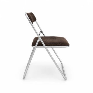 Silla plegable cromada en pana marrón, años 70