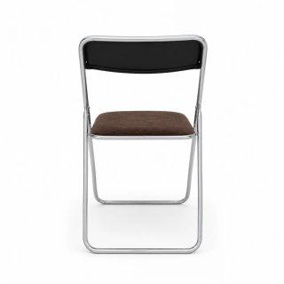 Silla plegable cromada en pana marrón, años 70