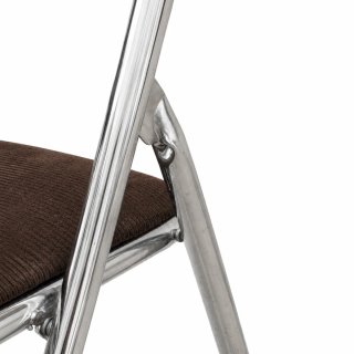 Silla plegable cromada en pana marrón, años 70