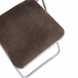 Silla plegable cromada en pana marrón, años 70