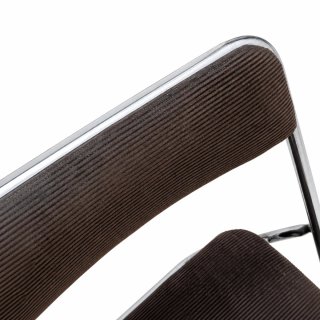 Silla plegable cromada en pana marrón, años 70