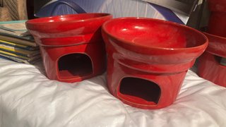 2 ciotole in ceramica rosse