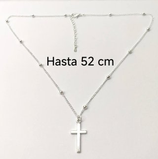Collar plata bolitas y crucifijo
