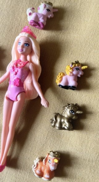 Raro Set Vintage Barbie + Mini My Little Pony