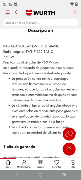 Amoladora Angular Wurth EWS 7-125 Basic