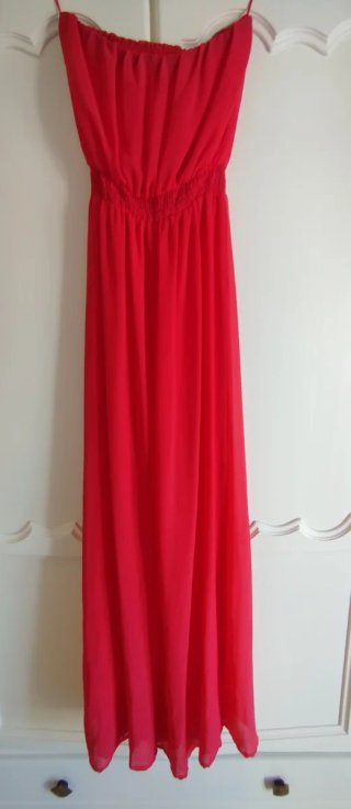 Vestido largo color coral