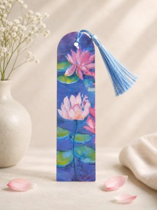 Marcapáginas pintado a mano flores de loto