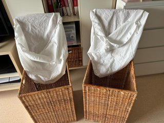 2 Cestos Ropa BRANAS Mimbre Beige/Marrón