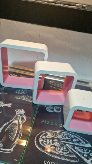 Estantería Cubo 3 Tamaños Blanco y Rosa