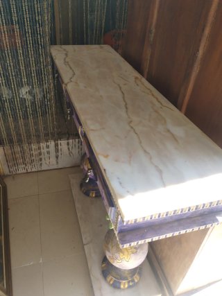 Mostrador expositor mármol y madera