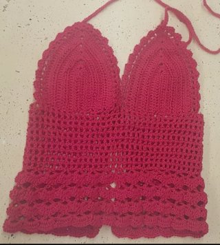 Top Crochet Blanco Hecho a Mano
