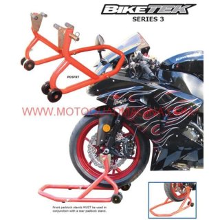 Caballete delantero moto rojo