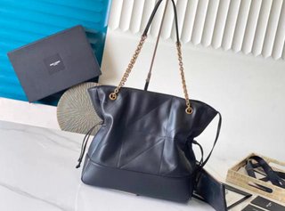 Bolso Tote Piel Cordero Saint Laurent Negro