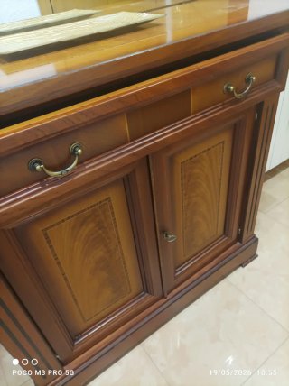 Espejo de entrada vintage madera,con mueble.