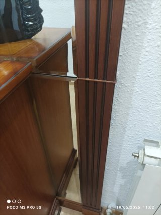 Espejo de entrada vintage madera,con mueble.