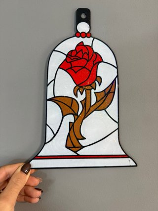 Decoración Campana Rosa Vidriera