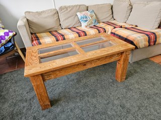 Mesa centro madera maciza y cristal
