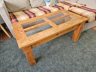 Mesa centro madera maciza y cristal