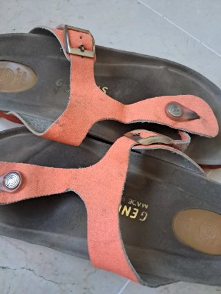 Sandalias Dedo Mujer Naranja/Marrón