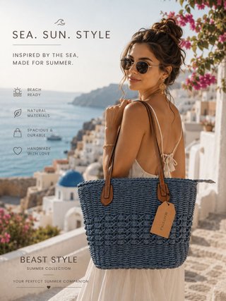 Bolso CML KRN de rafia y crochet