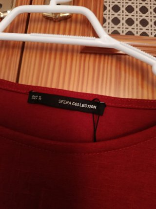 Vestido lino rojo con hombreras