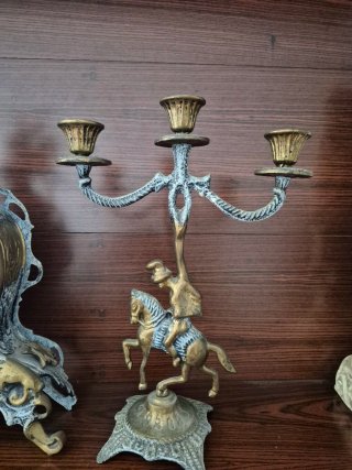 Conjunto Reloj y Candelabros Bronce